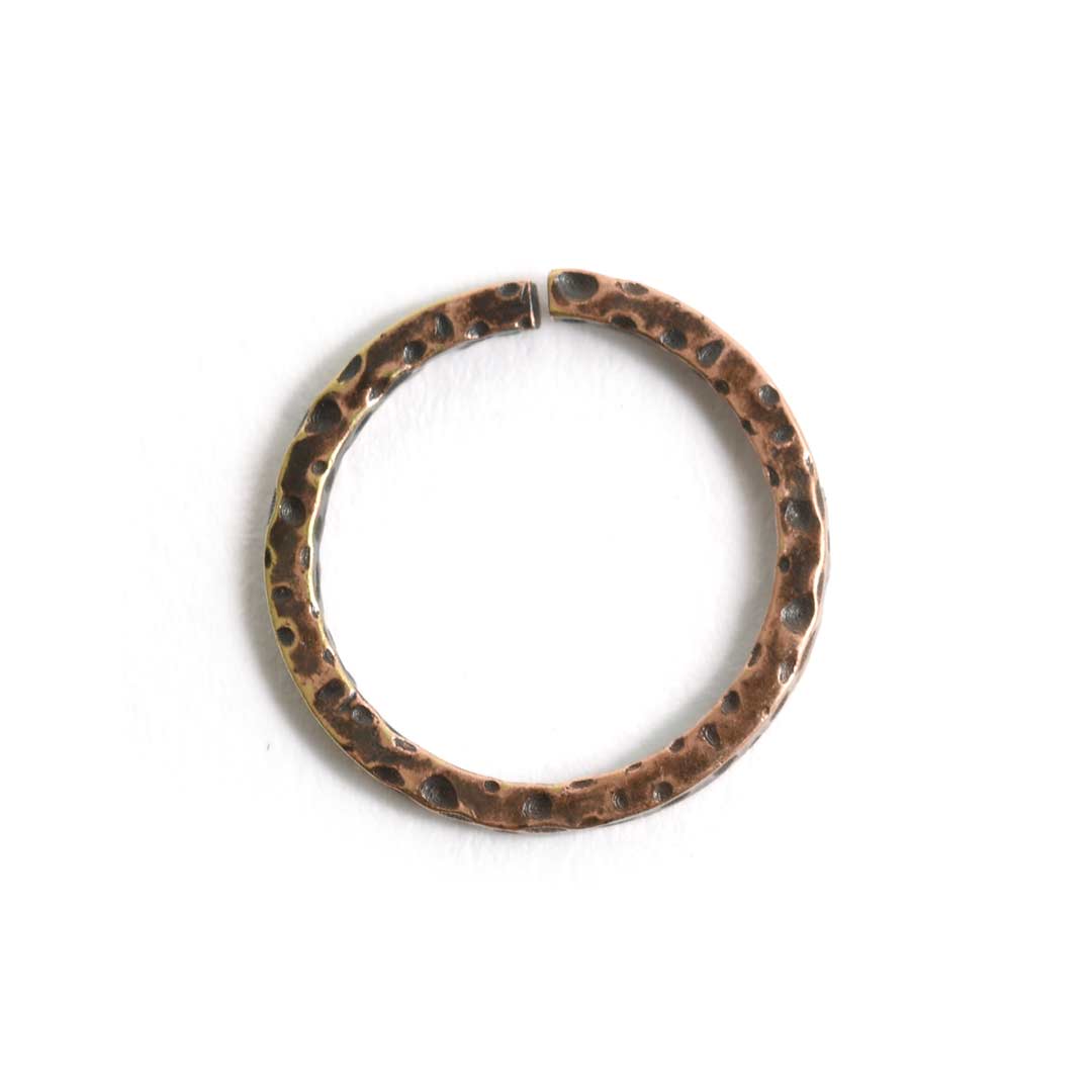 Jumpring 12mm Square Wire Hammered Circle<br>Antique Copper