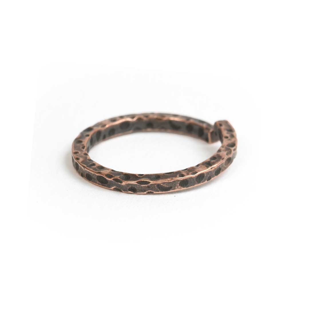 Jumpring 12mm Square Wire Hammered Circle<br>Antique Copper - Image 2