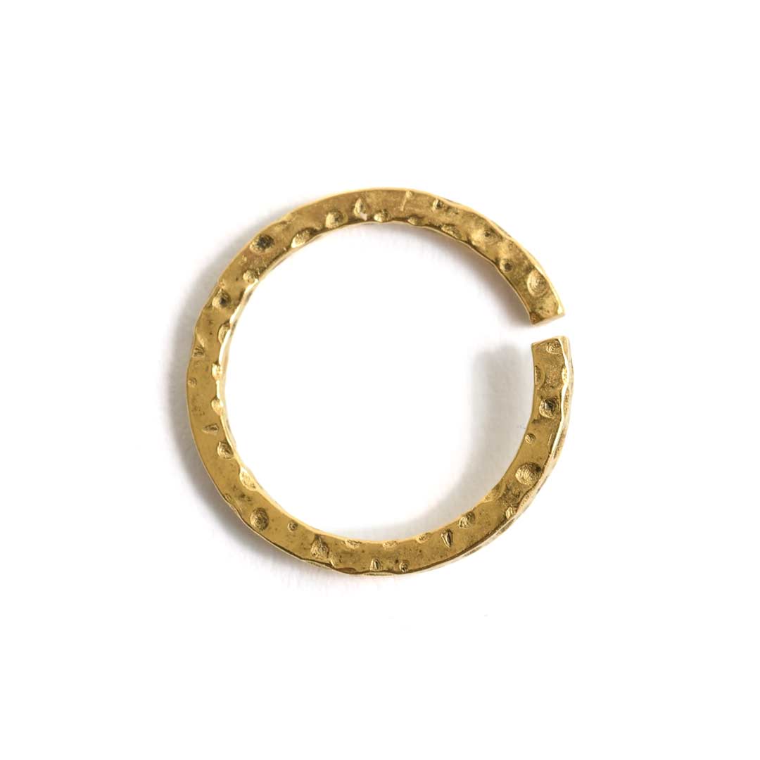 Jumpring 12mm Square Wire Hammered Circle<br>Antique Gold