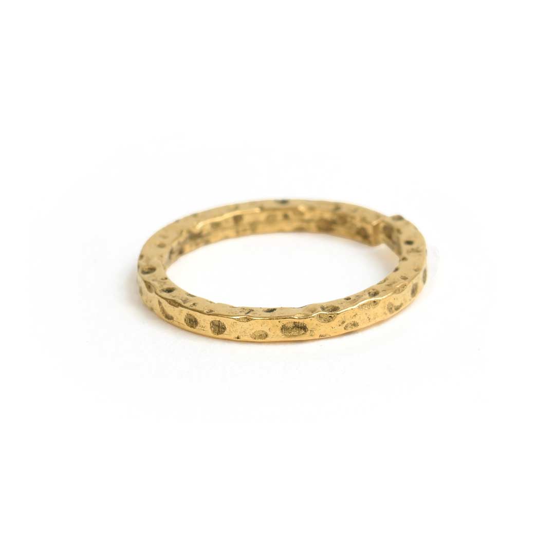 Jumpring 12mm Square Wire Hammered Circle<br>Antique Gold - Image 2