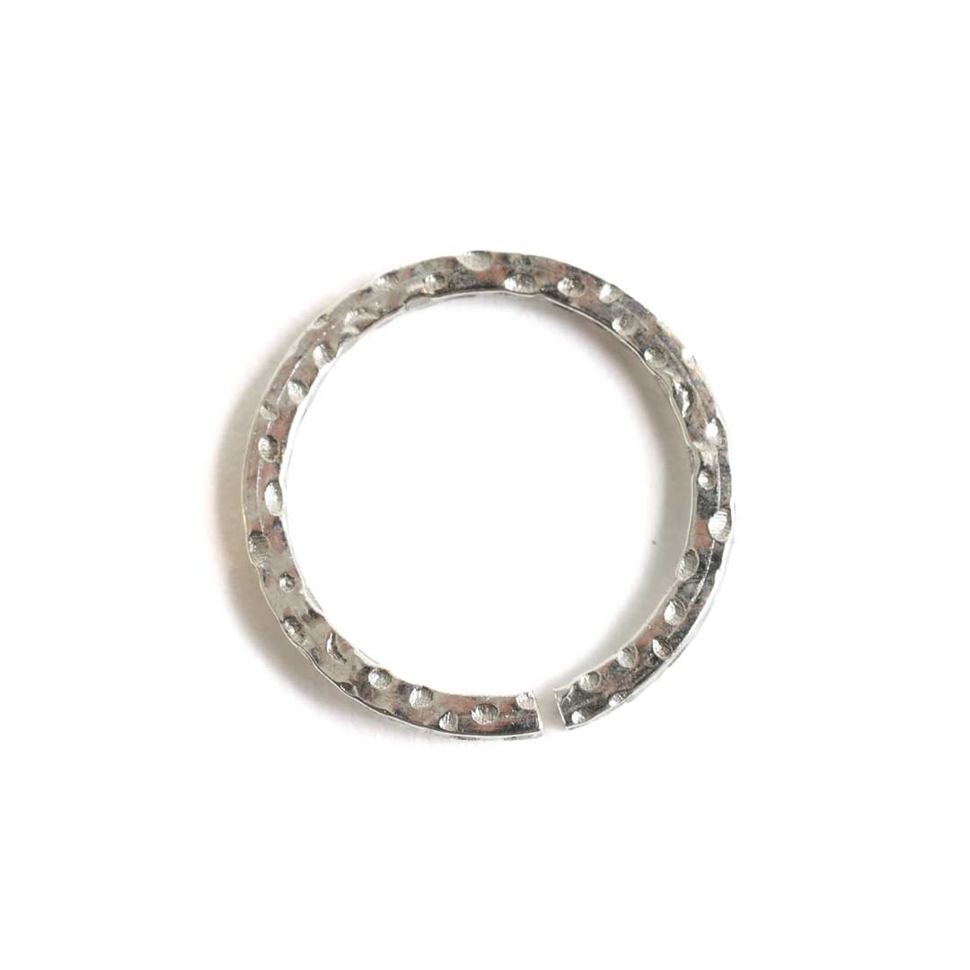 Jumpring 12mm Square Wire Hammered Circle<br>Antique Silver