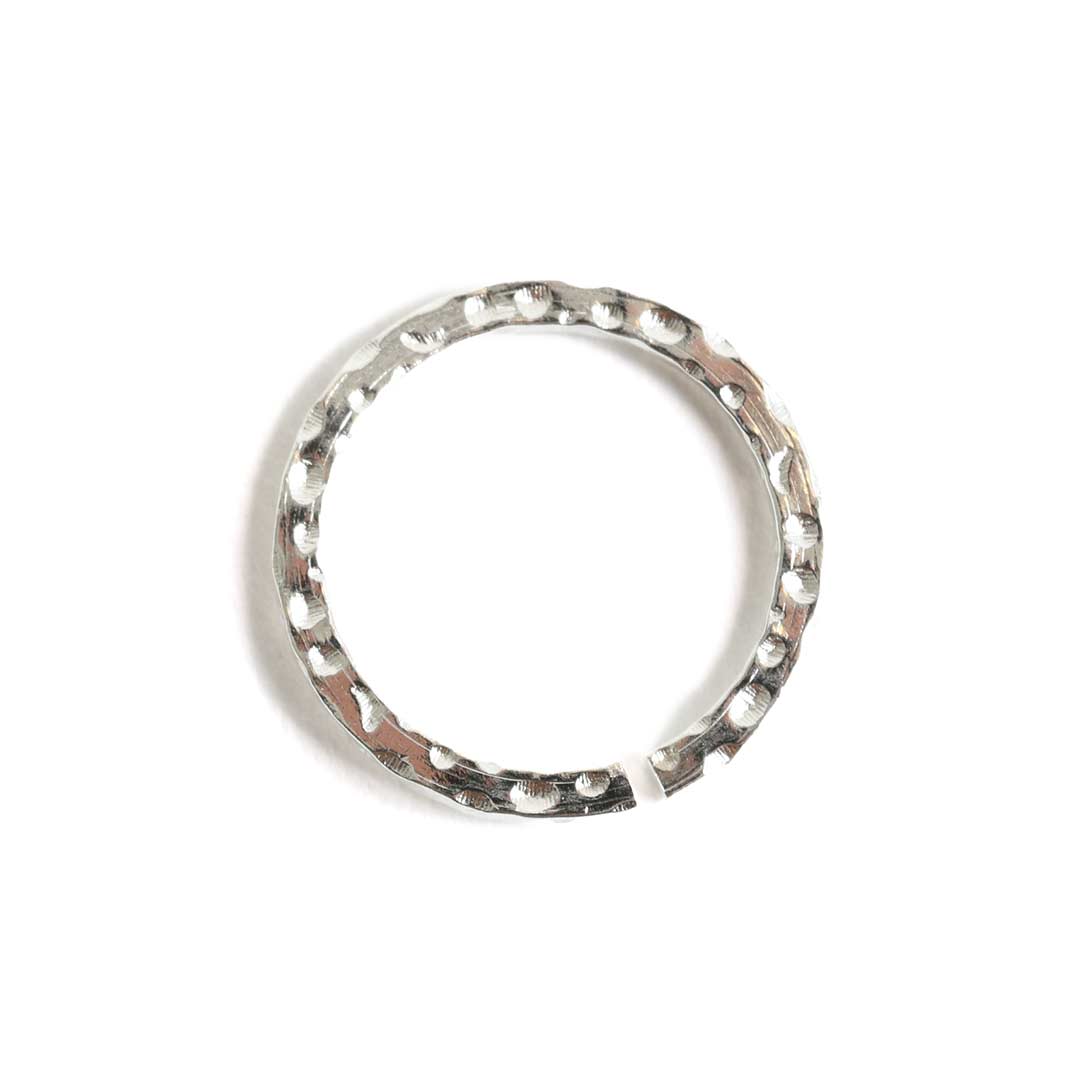 Jumpring 12mm Square Wire Hammered Circle<br>Sterling Silver Plate