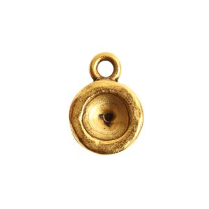 Organic Bezel Mini Circle Single Loop<br>Antique Gold