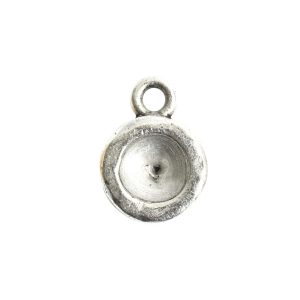 Organic Bezel Mini Circle Single LoopAntique Silver