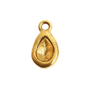 Organic Bezel Mini Drop Single Loop<br>Antique Gold