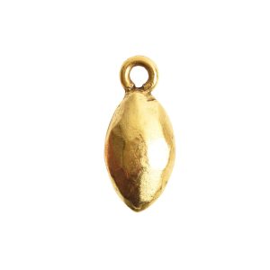 Organic Bezel Mini Navette Single Loop<br>Antique Gold