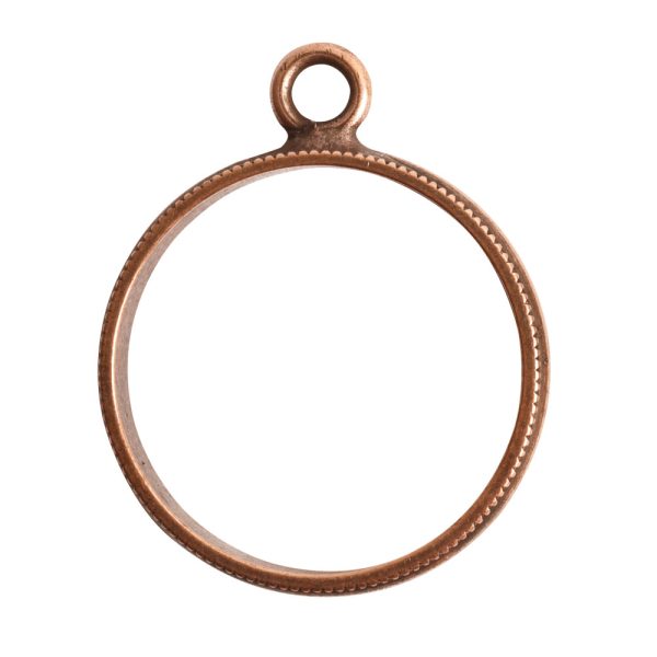 Open Pendant Beaded Large Circle Single LoopAntique Copper