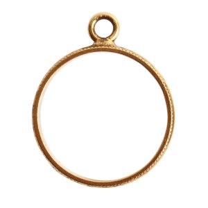 Open Pendant Beaded Large Circle Single Loop<br>Antique Gold