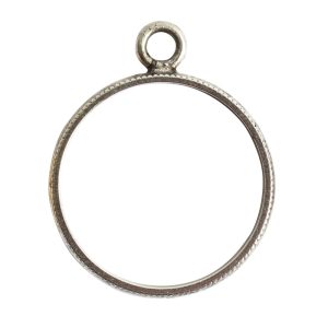 Open Pendant Beaded Large Circle Single Loop<br>Antique Silver