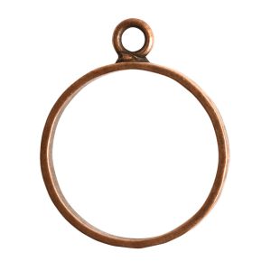 Open Pendant Hammered Large Circle Single LoopAntique Copper