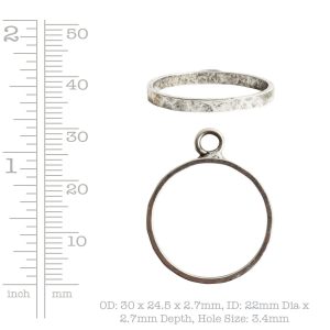 Open Pendant Hammered Large Circle Single Loop<br>Antique Copper