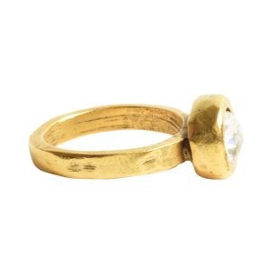 Ring Organic Bezel Mini Circle Size 7<br>Antique Gold