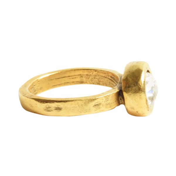 Ring Organic Bezel Mini Circle Size 7Antique Gold