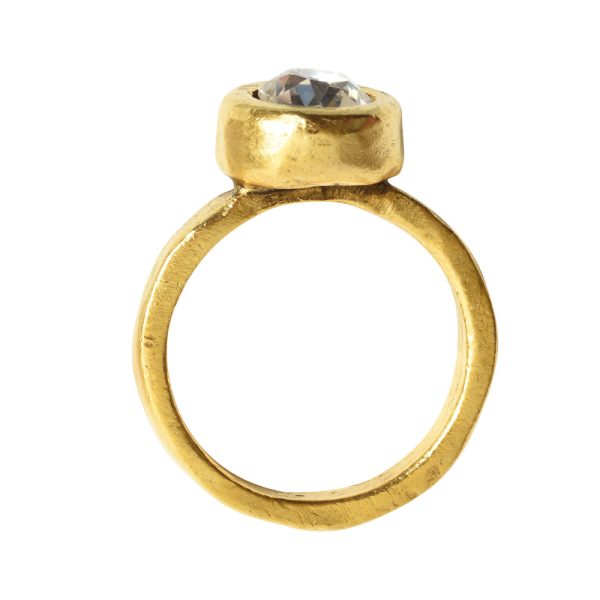 Ring Organic Bezel Mini Circle Size 7Antique Gold