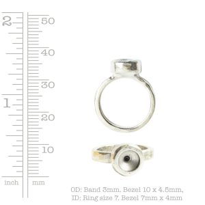 Ring Organic Bezel Mini Circle Size 7<br>Antique Silver