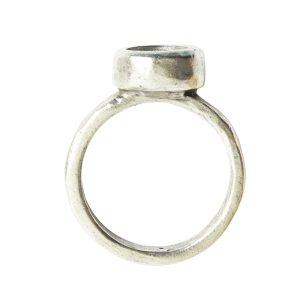 Ring Organic Bezel Mini Circle Size 7Antique Silver