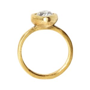 Ring Organic Bezel Mini Drop Size 7Antique Gold