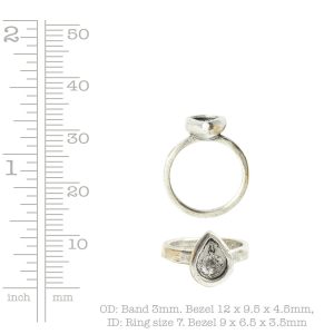 Ring Organic Bezel Mini Drop Size 7<br>Antique Silver