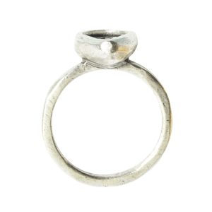 Ring Organic Bezel Mini Drop Size 7Antique Silver