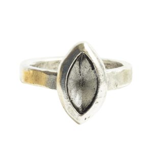 Ring Organic Bezel Mini Navette Size 7<br>Antique Silver