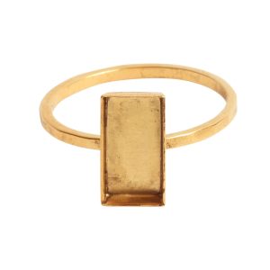 Ring Hammered Thin Bitsy Rectangle Size 7<br>Antique Gold