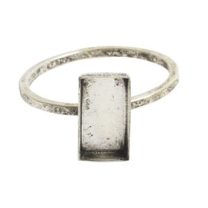 Ring Hammered Thin Bitsy Rectangle Size 7Antique Silver