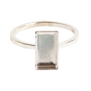 Ring Hammered Thin Bitsy Rectangle Size 8Sterling Silver Plate