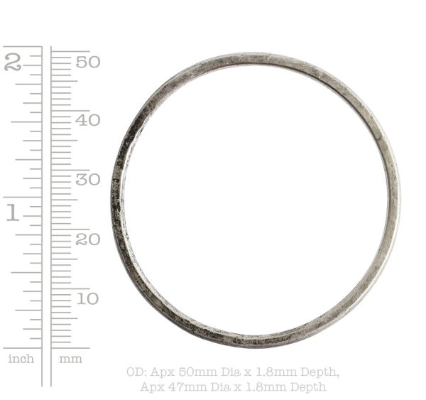 Hoop Flat Grande Circle 50mm DiameterAntique Silver