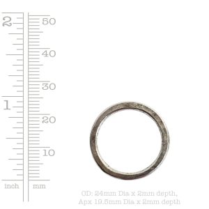 Hoop Flat Small Circle 24mm Diameter<br>Antique Silver