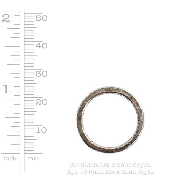 Hoop Flat Small Circle 24mm DiameterAntique Silver