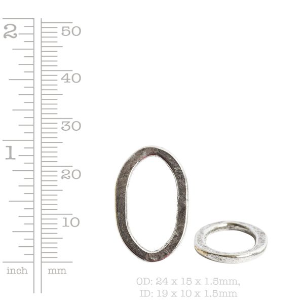 Hoop Flat Small Oval 24x15mm DiameterSterling Silver Plate