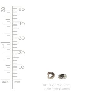 Metal Bead Organic 5mm<br>Sterling Silver Plate