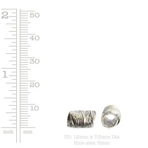 Metal Bead Tube 12mm<br>Sterling Silver Plate