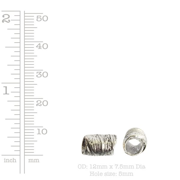 Metal Bead Tube 12mmSterling Silver Plate