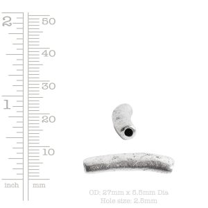 Metal Bead Tube 27mm<br>Antique Silver