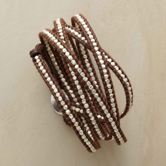 colorful rope and brown leather wrap bracelet – fort & field