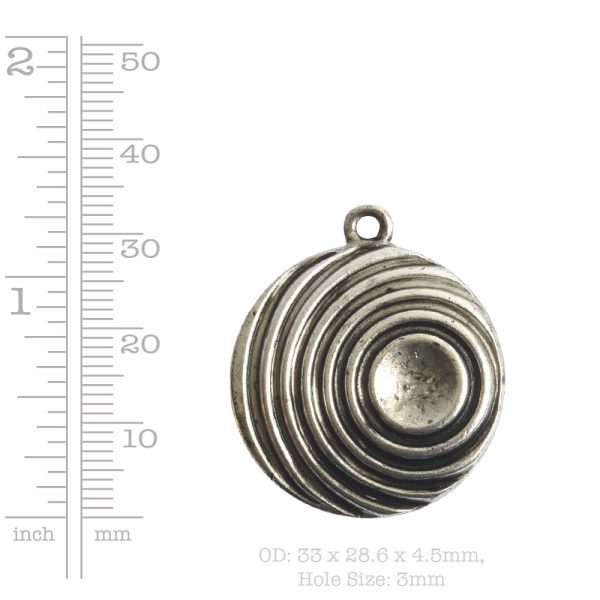 Pendant Charm Large Retro Single LoopSterling Silver Plate