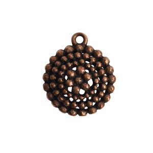 Pendant Charm Small Beaded Single Loop<br>Antique Copper