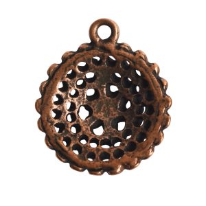 Pendant Charm Small Beaded Single Loop<br>Antique Copper