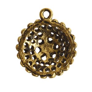 Pendant Charm Small Beaded Single Loop<br>Antique Gold