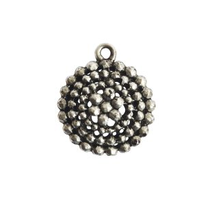 Pendant Charm Small Beaded Single Loop<br>Antique Silver