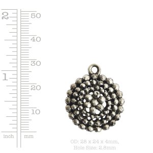 Pendant Charm Small Beaded Single Loop<br>Sterling Silver Plate
