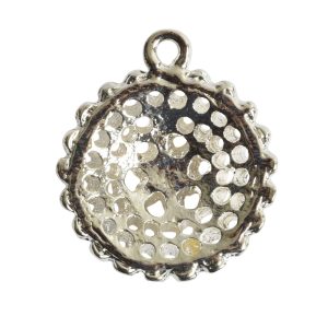 Pendant Charm Small Beaded Single LoopSterling Silver Plate