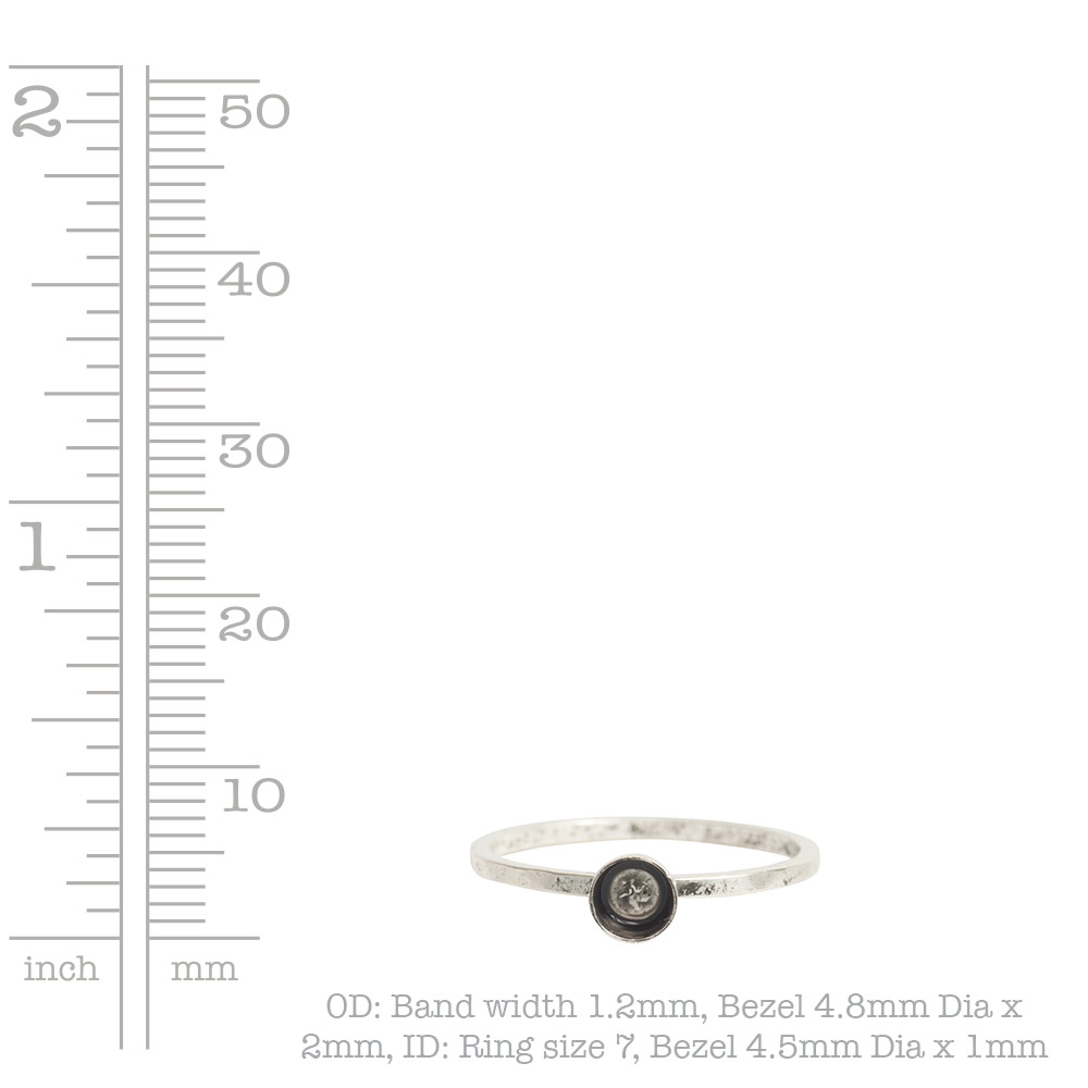 Ring Hammered Thin Bitsy Circle Size 8Antique Silver