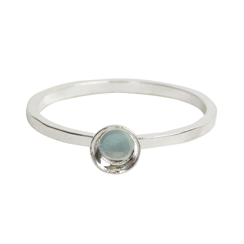 Ring Hammered Thin Bitsy Circle Size 9Sterling Silver Plate