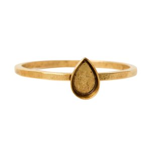 Ring Hammered Thin Bitsy Drop Size 9<br>Antique Gold