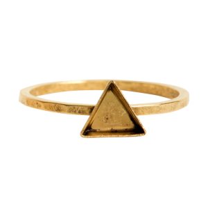 Ring Hammered Thin Bitsy Triangle Size 9Antique Gold