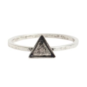 Ring Hammered Thin Bitsy Triangle Size 9Antique Silver