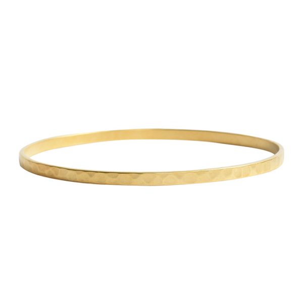 Bangle Bracelet Hammered ThinAntique Gold