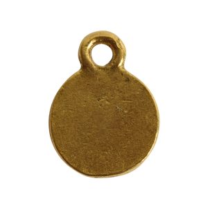 Charm Flat Back Faceted Circle 9mm Single Loop<br>Antique Gold